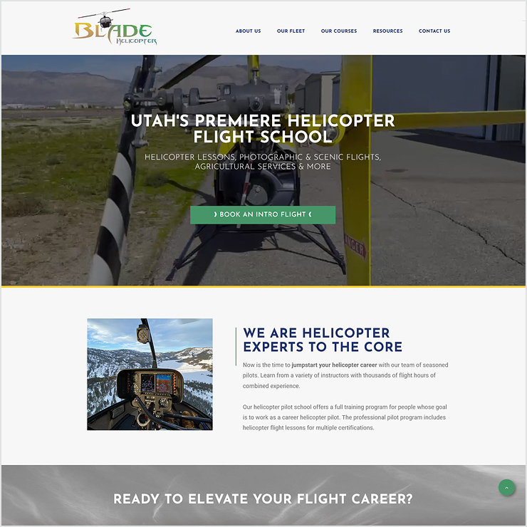 Blade Helicopter Flight School Website Design