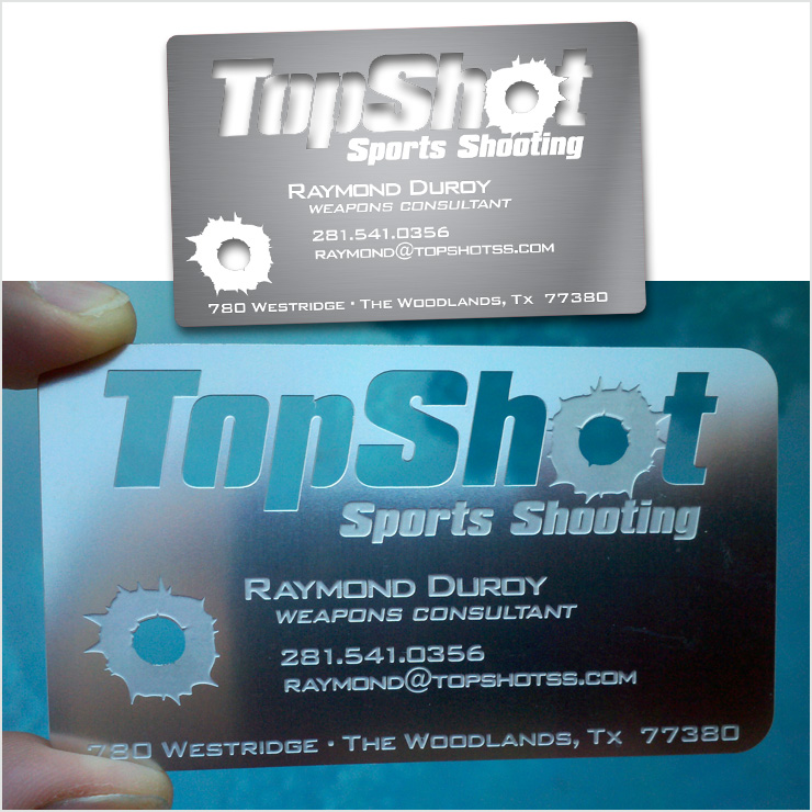 Top Shot Sports Shooting Metal Business Card Design