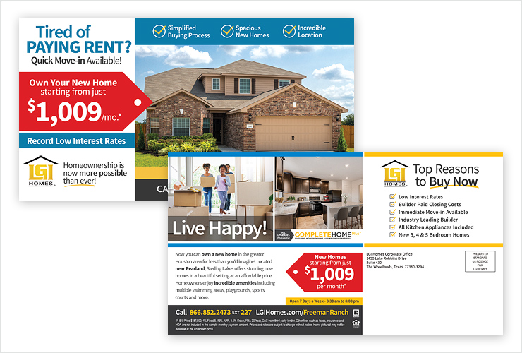 LGI Homes Mailer Designs