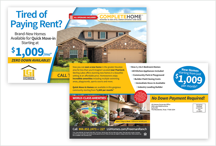 LGI Homes Mailer Designs