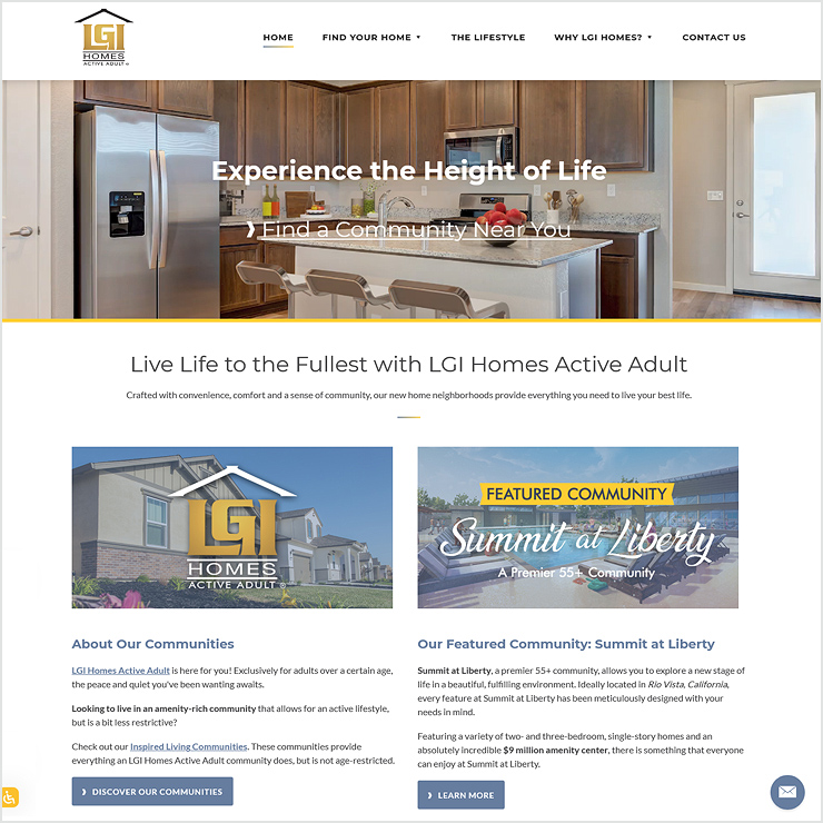 LGI Homes Active Adult Website Design