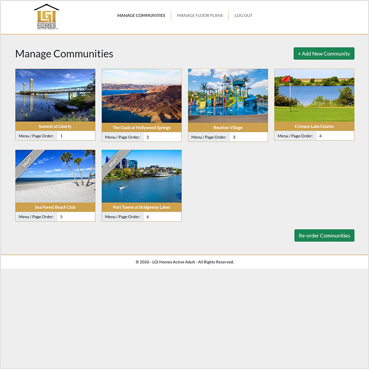 LGI Homes Active Adult Website Design
