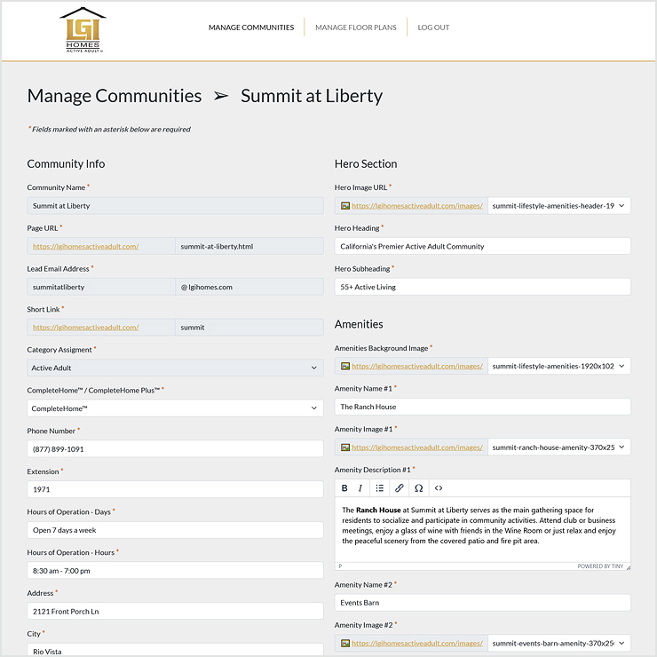 LGI Homes Active Adult Website Design