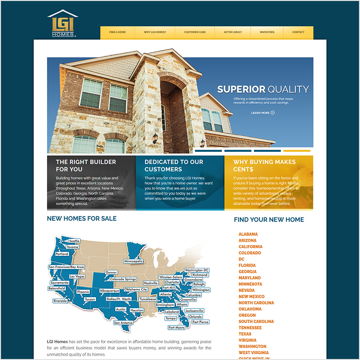 LGI Homes Website Design