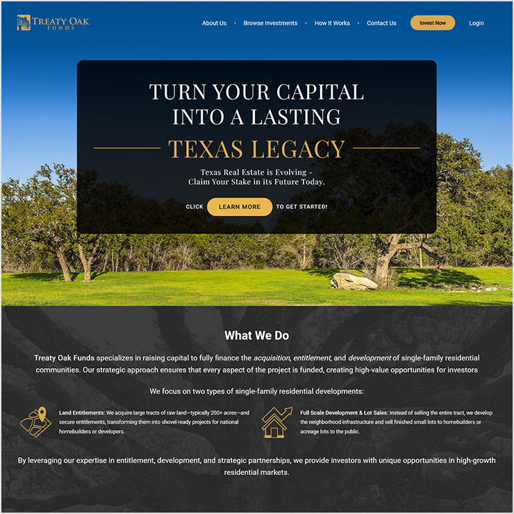 Treaty Oak Funds Website Design