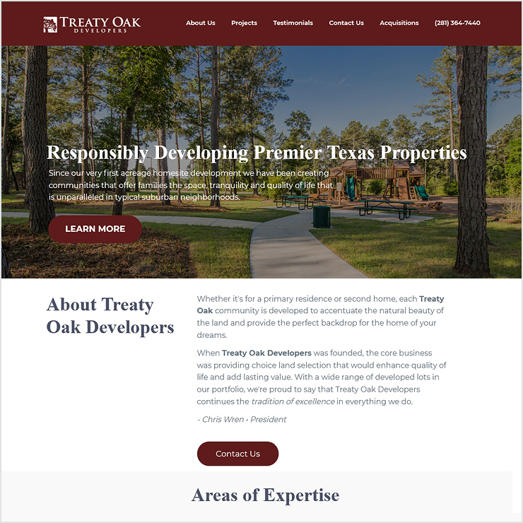 Treaty Oak Developers Website Design