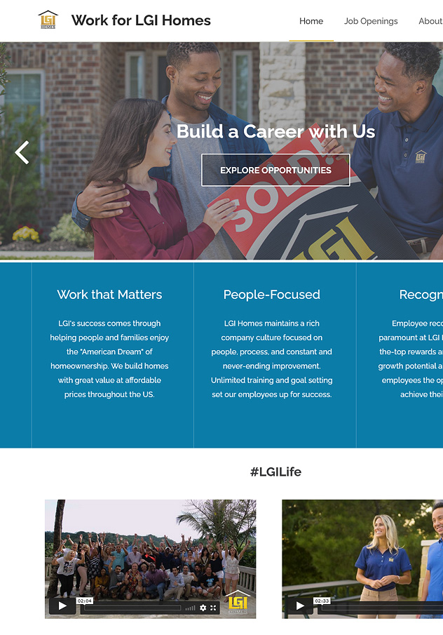 Work for LGI Homes Website