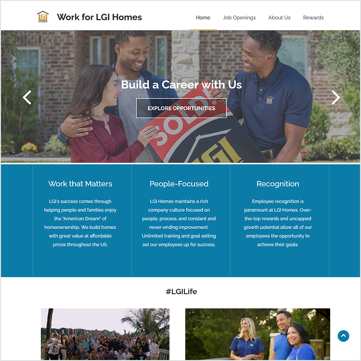 Work for LGI Homes Website Design